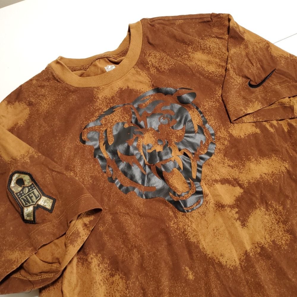 Nike Chicago Bears NFL Salute To Service Short Sleeve Shirt Men's Large Brown